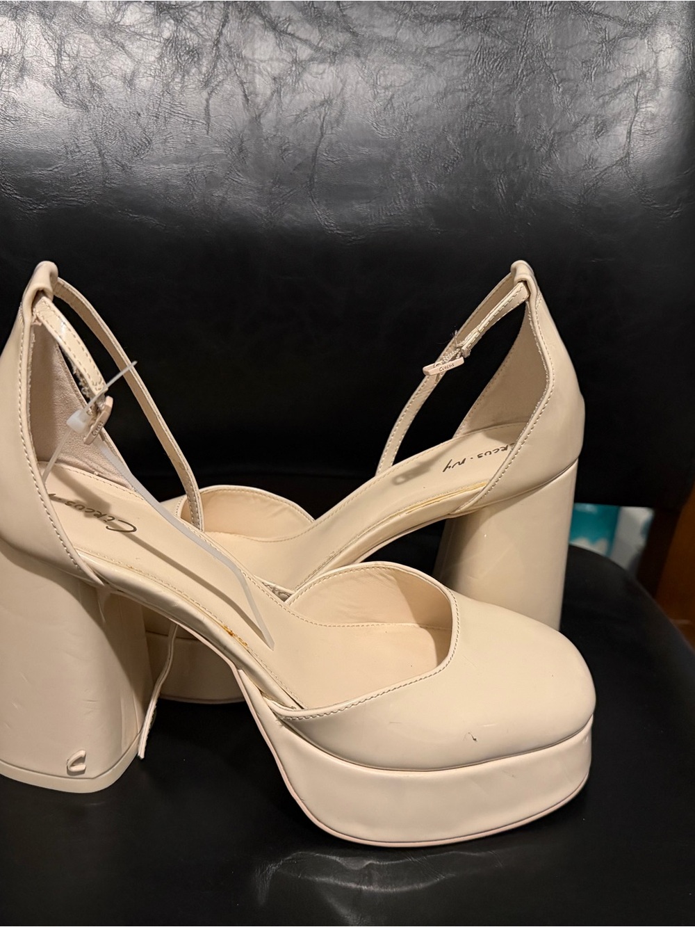 Circus by Sam Edelman Patent Platform Ankle-Strap Pumps in Cream